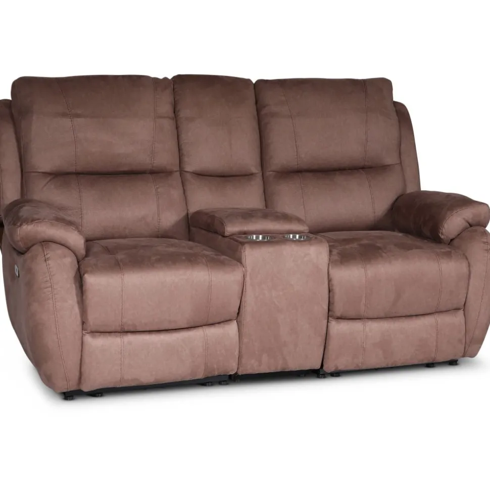 Enjoy Hollywood Biosoffa - 2-sits recliner (el) i brunt microfibertyg