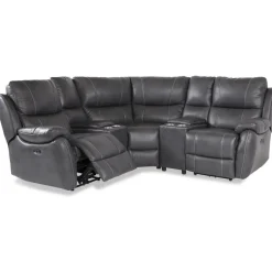 Enjoy Hollywood Biosoffa (hörnsoffa) - 3-sits (el) i grått konstskinn