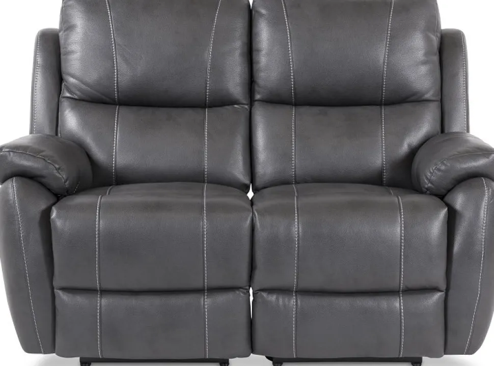 Enjoy Hollywood reclinersoffa (Biosoffa) - 2-sits (el) i i grått konstskinn + Möbeltassar