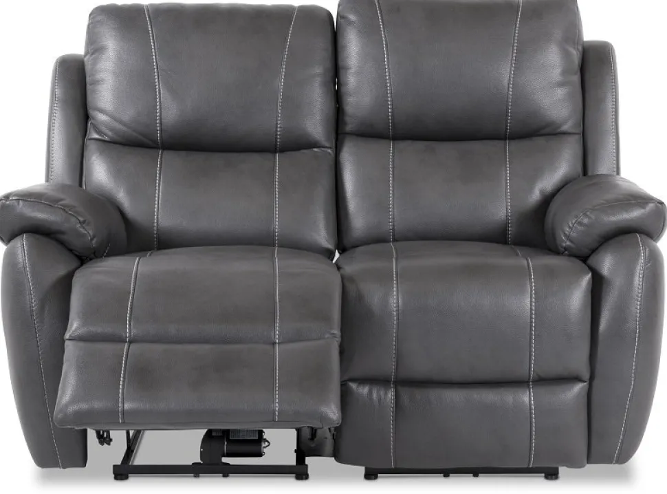 Enjoy Hollywood reclinersoffa (Biosoffa) - 2-sits (el) i i grått konstskinn + Möbeltassar