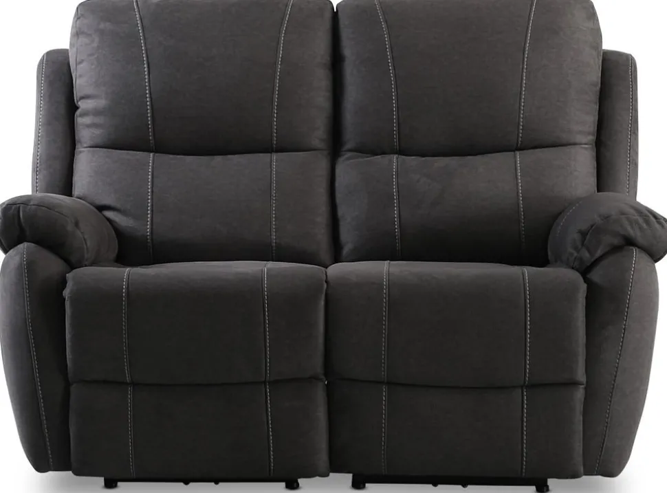 Enjoy Hollywood reclinersoffa - 2-sits (el) i antracit microfibertyg + Möbeltassar