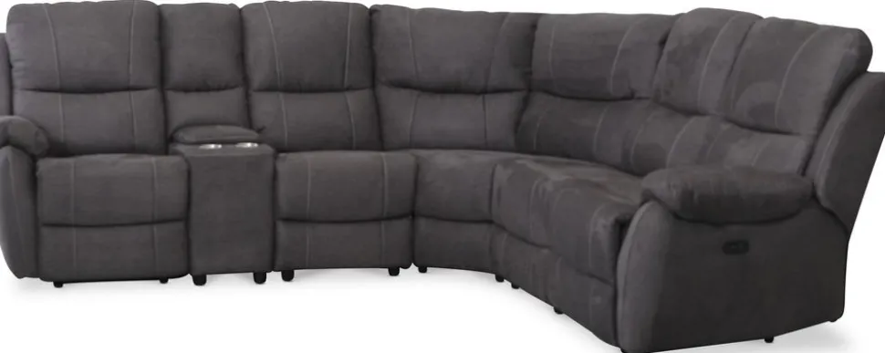 Enjoy recliner-hörnsoffa - 4-sits (el) i antracit microfibertyg (modell V)