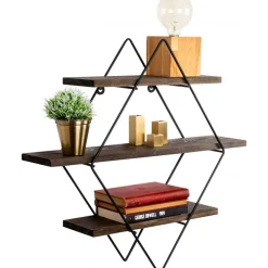 Erasmus vägghylla - Svart/valnöt