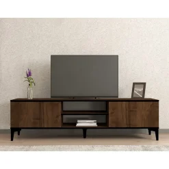 Erem TV-bänk - Valnöt/svart