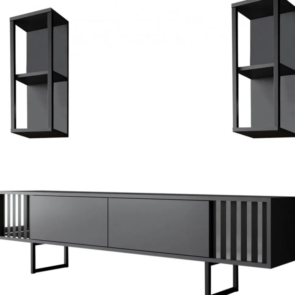 Erki TV-bänk - Antracit/svart