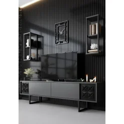 Erki TV-bänk - Antracit/svart