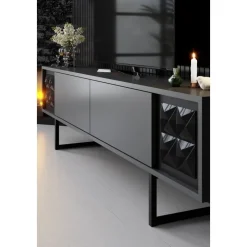 Erki TV-bänk - Antracit/svart