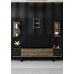 Erki TV-bänk - Valnöt/svart