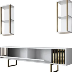 Erki TV-bänk - Vit/svart