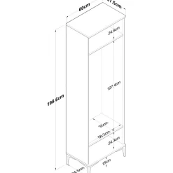 Esa garderob - Valnöt/vit