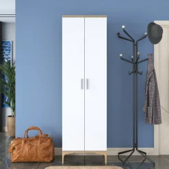 Esa garderob - Valnöt/vit