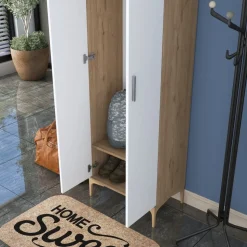 Esa garderob - Valnöt/vit