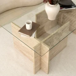 Escape soffbord 105 x 65 cm - Travertin