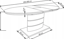 Evangeline ovalt förlängningsbart matbord i vit högglans / Krom