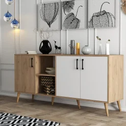 Exxen skänk - Ek/vit