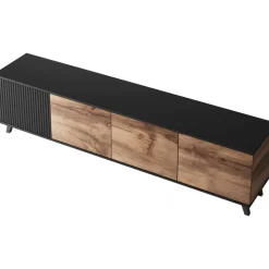 Fate TV-bänk 200 cm - Wotan ek/svart