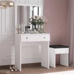 Felix sminkbord med sittpall 65 x 35 cm - Vit
