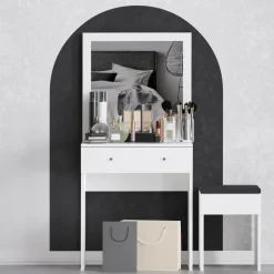 Felix sminkbord med sittpall 65 x 35 cm - Vit