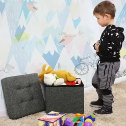 Fideli sittpuff med förvaring - Grå