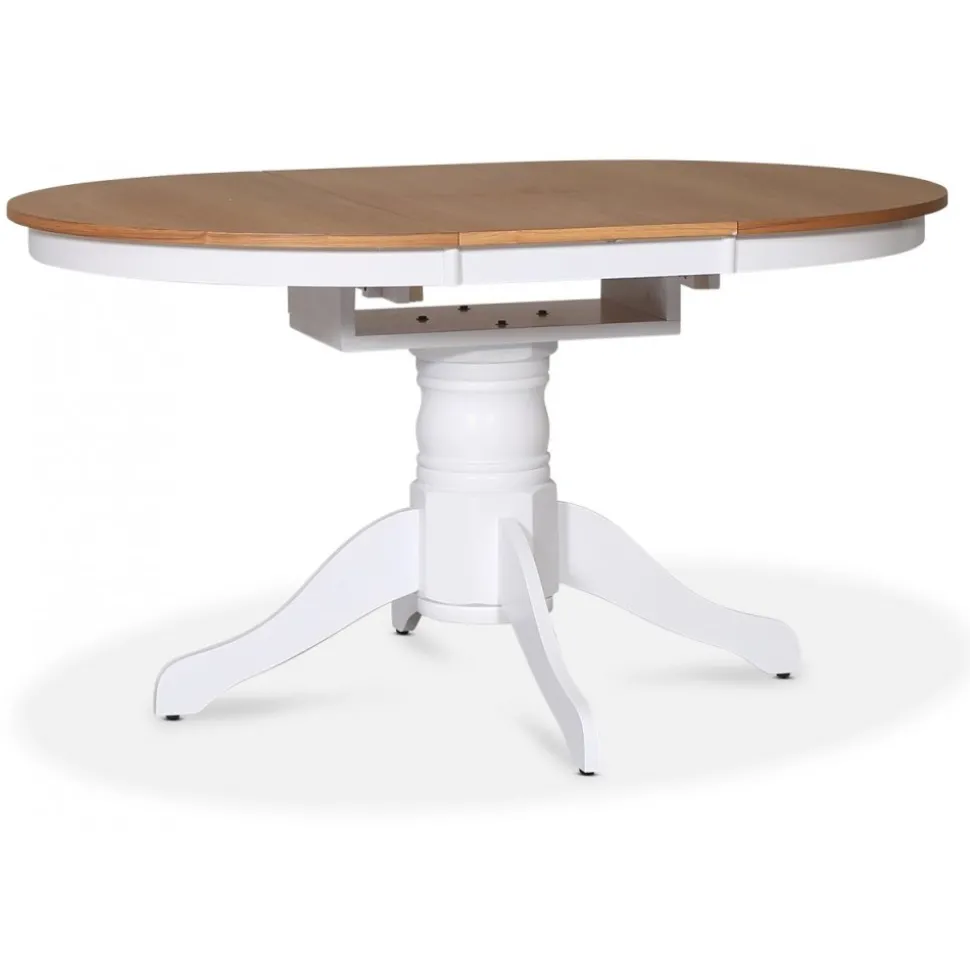 Fitchburg matgrupp; Ovalt matbord 106-141 cm - Vit / Oljad Ek med 4 st Danderyd No.30 karmstolar Svart