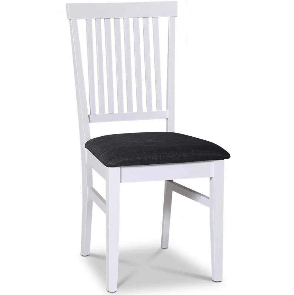 Fitchburg matgrupp; runt matbord 106 /141 cm - Vit / oljad ek med 4 st Fårö stolar med sits i grått tyg + 4.00 x Stolsdyna