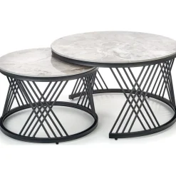 Flamingo soffbord Ø60 cm - Grå marmor/svart