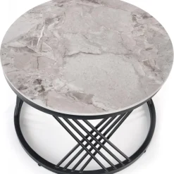 Flamingo soffbord Ø60 cm - Grå marmor/svart