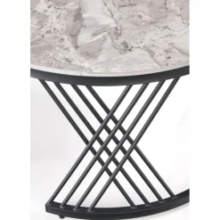 Flamingo soffbord Ø60 cm - Grå marmor/svart