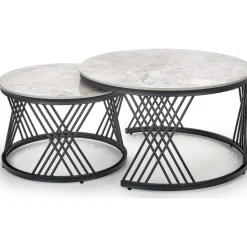 Flamingo soffbord Ø60 cm - Grå marmor/svart