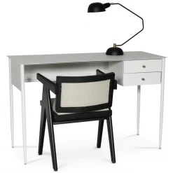 Flash skrivbord 120x50 cm - Vit / Mässing + Möbeltassar