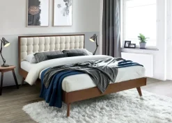 Florry säng - Valnöt/beige