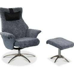 Fotpall i ljusgrått fårskinn + Textilrengöring för möbler