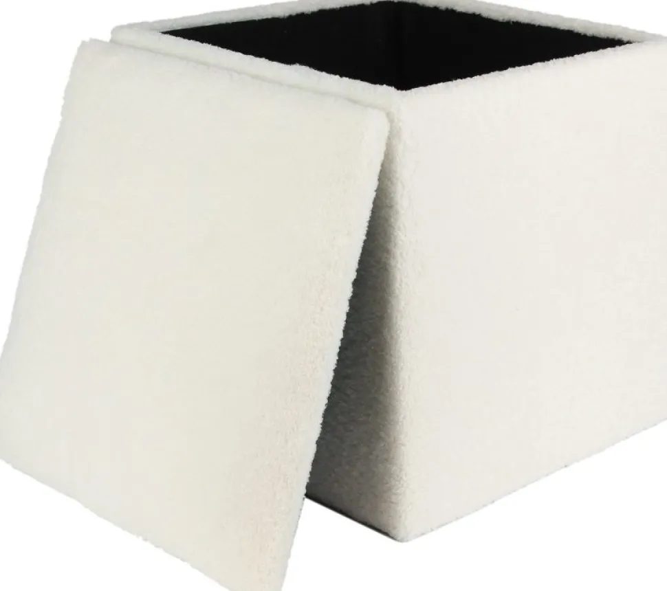 Fotpall med förvaring i teddy tyg + Möbeltassar