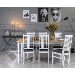 Fårö matgrupp: Bord 180 cm inklusive 6 Gåsö stolar - Vit/Ek