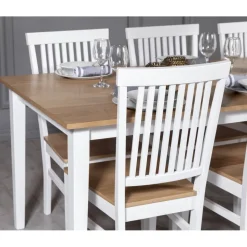 Fårö matgrupp: Bord 180 cm inklusive 6 st Fårö stolar - Ek/vit