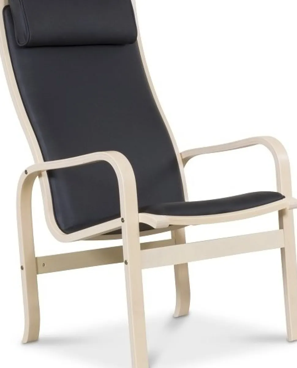 Frank fåtölj i svart läder - Vitpigmenterad bok + Textilrengöring för möbler