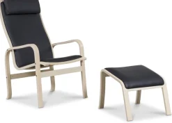 Frank fåtölj i svart läder - Vitpigmenterad bok + Textilrengöring för möbler