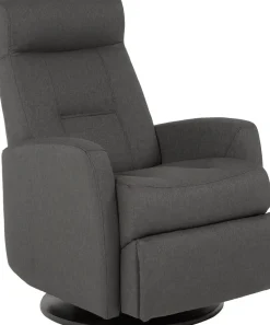 Frans reclinerfåtölj med gungfunktion och snurr - Grå tyg