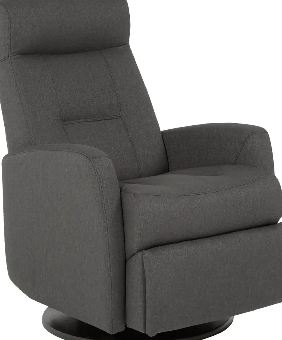 Frans reclinerfåtölj med gungfunktion och snurr - Grå tyg