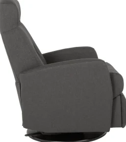 Frans reclinerfåtölj med gungfunktion och snurr - Grå tyg