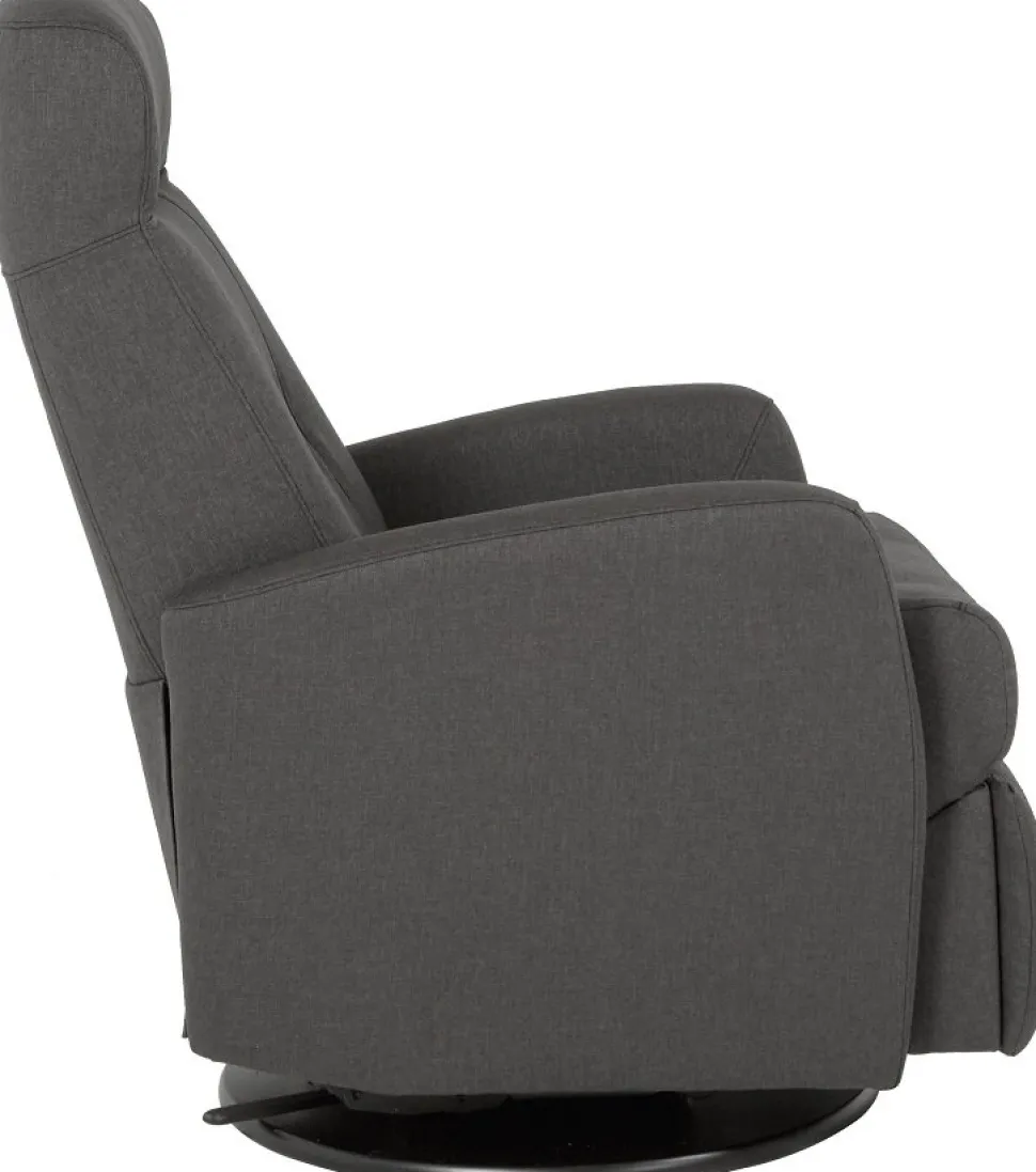 Frans reclinerfåtölj med gungfunktion och snurr - Grå tyg