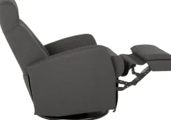 Frans reclinerfåtölj med gungfunktion och snurr - Grå tyg