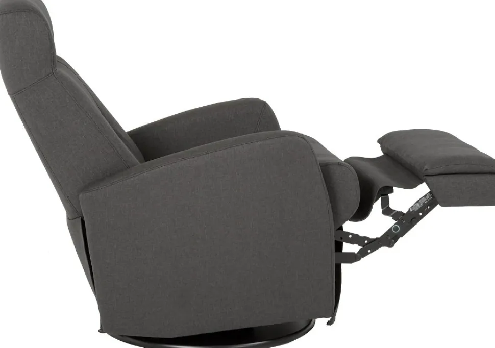Frans reclinerfåtölj med gungfunktion och snurr - Grå tyg