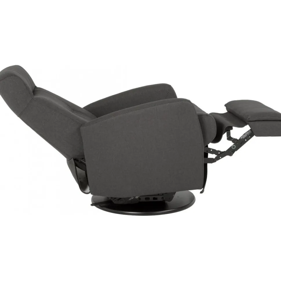 Frans reclinerfåtölj med gungfunktion och snurr - Grå tyg