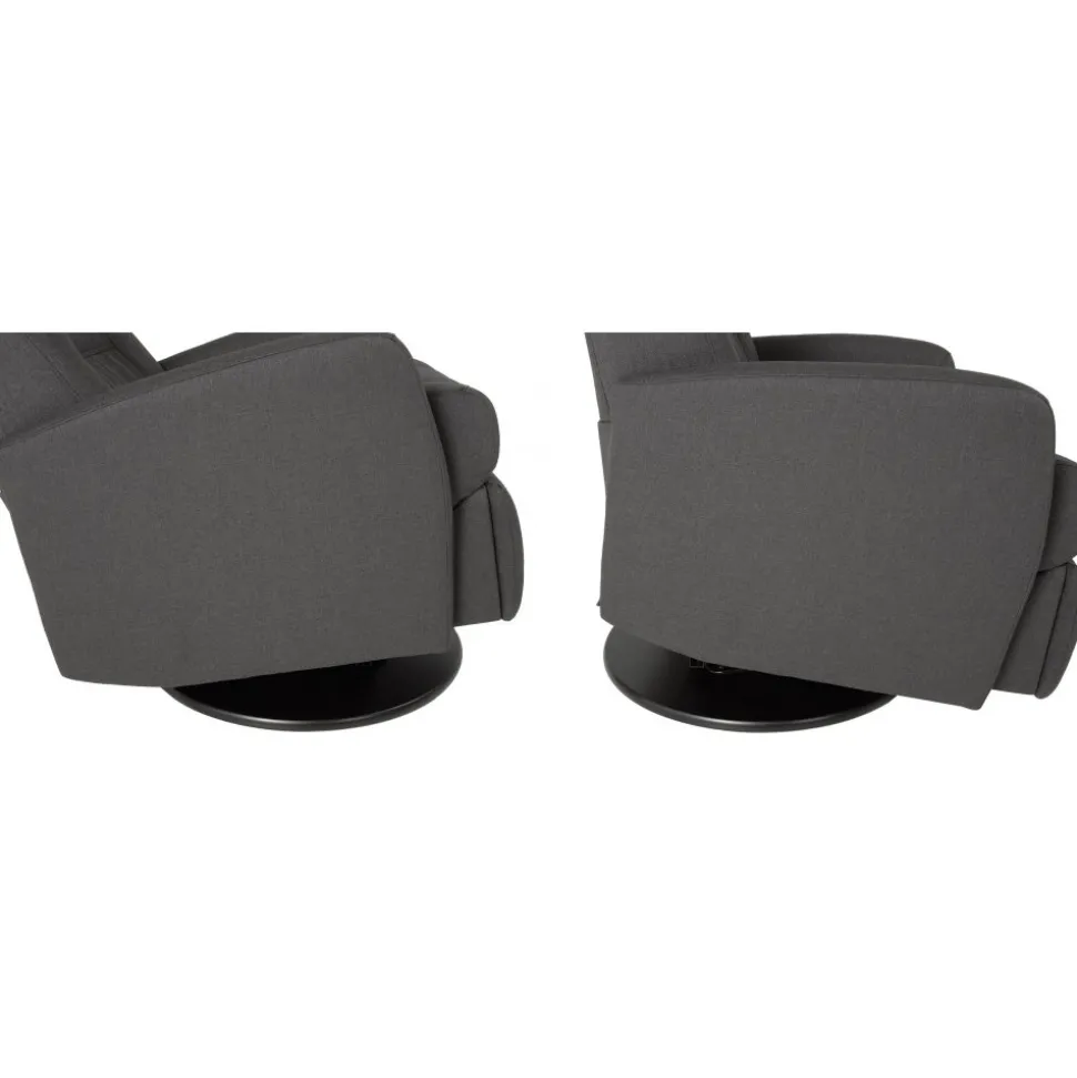 Frans reclinerfåtölj med gungfunktion och snurr - Grå tyg