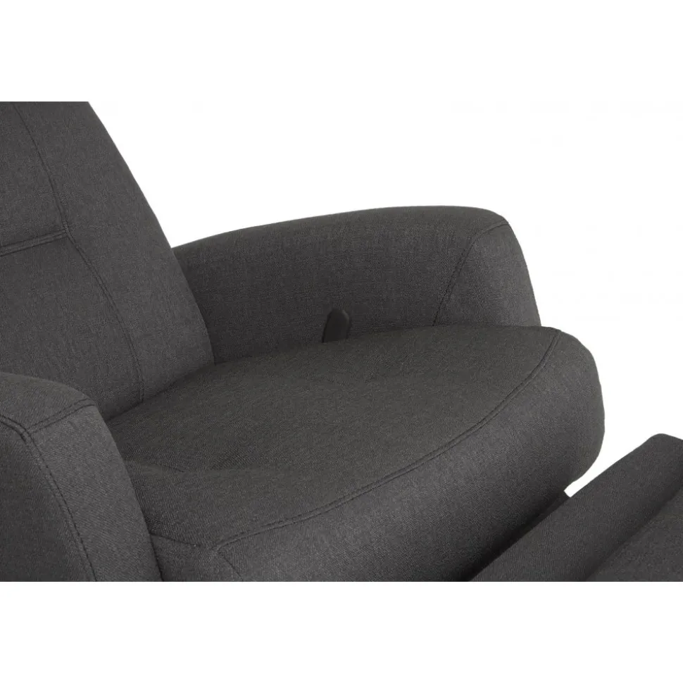 Frans reclinerfåtölj med gungfunktion och snurr - Grå tyg