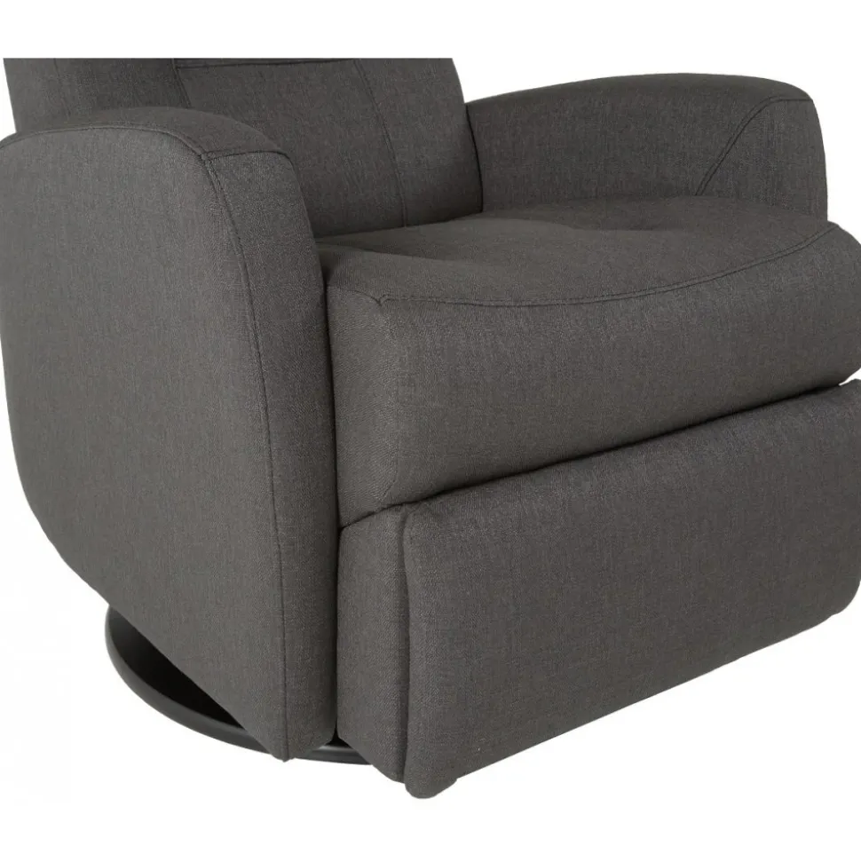 Frans reclinerfåtölj med gungfunktion och snurr - Grå tyg