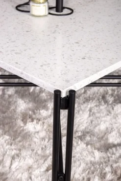 Fresca soffbord 75 x 75 cm - Svart/vit terrazzo