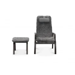 Fårskinnsfåtölj med fotpall - Frank + Textilrengöring för möbler