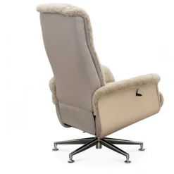 Fårskinnsfåtölj med fotpall beige / whitewash - Ulla